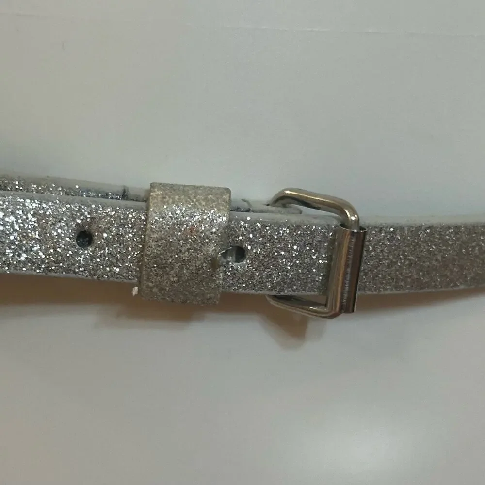 Justice Silver Glitter Belt sz M